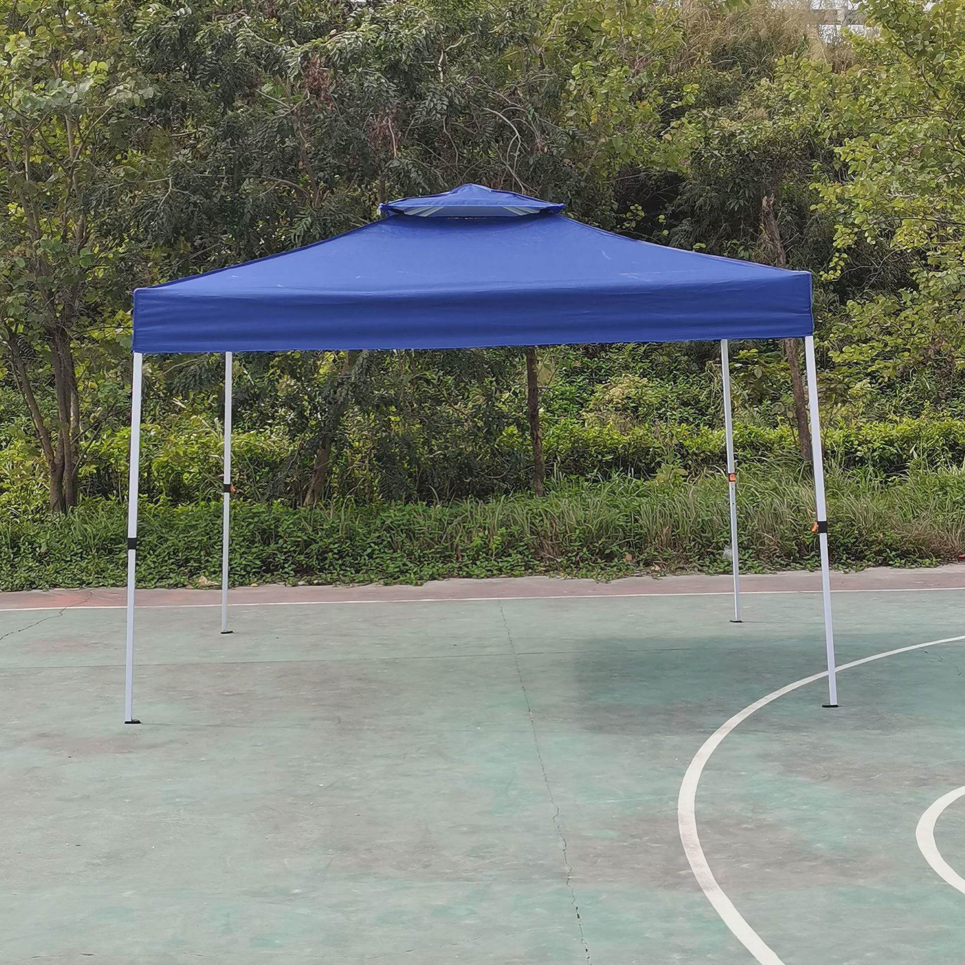 空心架户外露营折叠帐篷四脚顶便携式旅行双层帐篷210t涂银牛津布