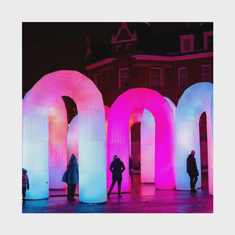 充气发光开业网红打卡七彩变色u型门彩虹门商场拱门庆典活动装饰