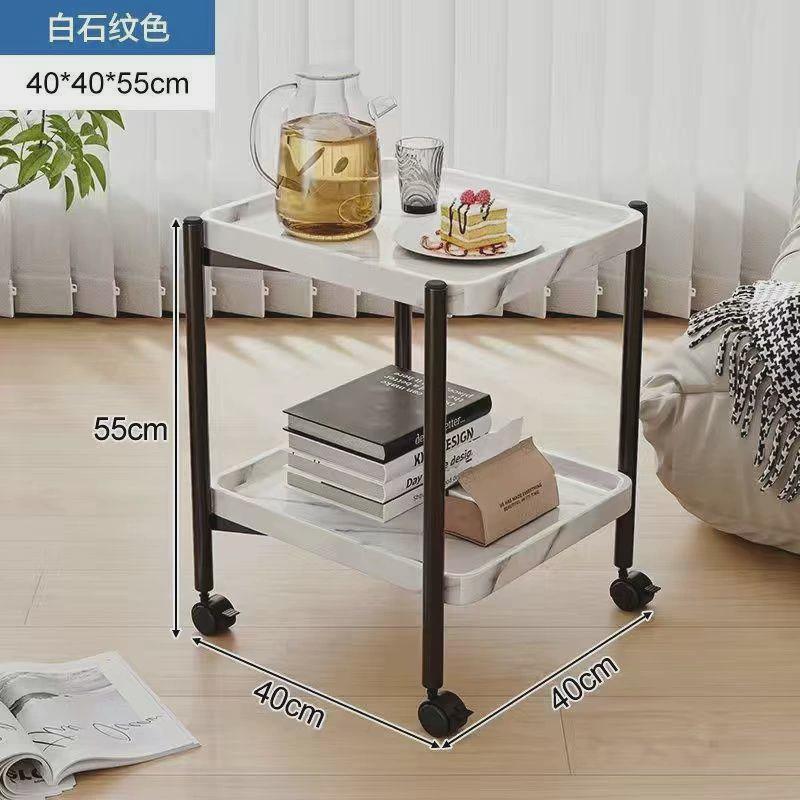 客厅沙发边几小茶几推车式置物架移动迷你方形边几家用带轮北欧风