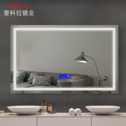 酒店工程智能浴室镜led防雾发光浴室镜方形智能挂墙卫生间发光镜