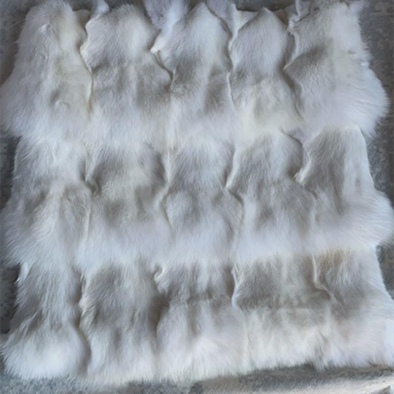 赤狐狐狸毛挂毯白狐搭毯十字狐褥子自然色汽车腰枕坐垫抱枕原料