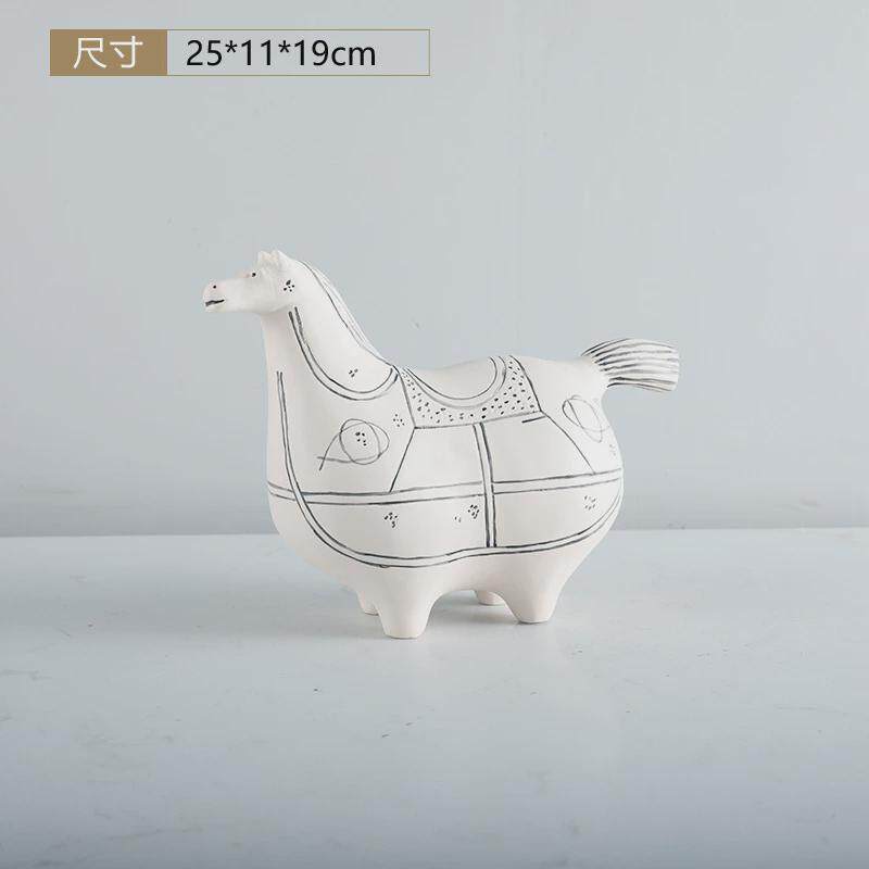 书柜动物模型对马摆件树脂工艺品新中式儿童房软装摆设饰品