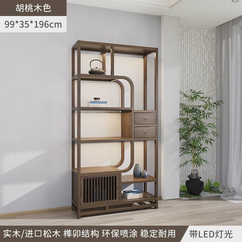 仿古木架茶室摆件收纳架木质茶叶博古架展会货柜茶叶柜两米展示柜
