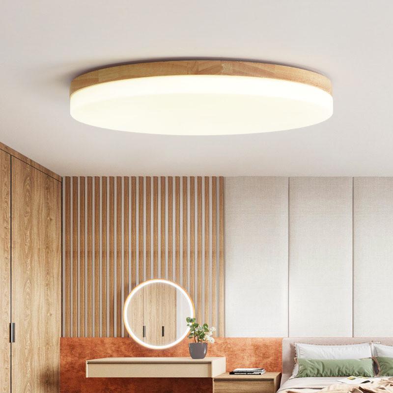 北欧客厅吸顶灯长方形卧室led圆形阳台灯饰原木简约现代超薄灯具
