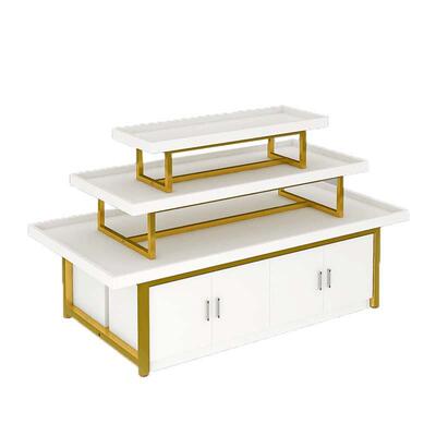 超市中岛展示台堆头品三层化妆母婴货架饰品展示柜阶梯展示流水台