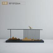 新中式 创意金属假山铜抽象鸟摆件样板房售楼处玄关客厅书桌摆设