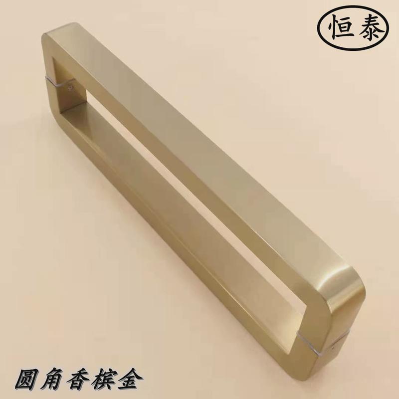 3ew1加厚新款圆角玻璃门拉手香槟金不锈钢无框门木门黑色推拉门亚