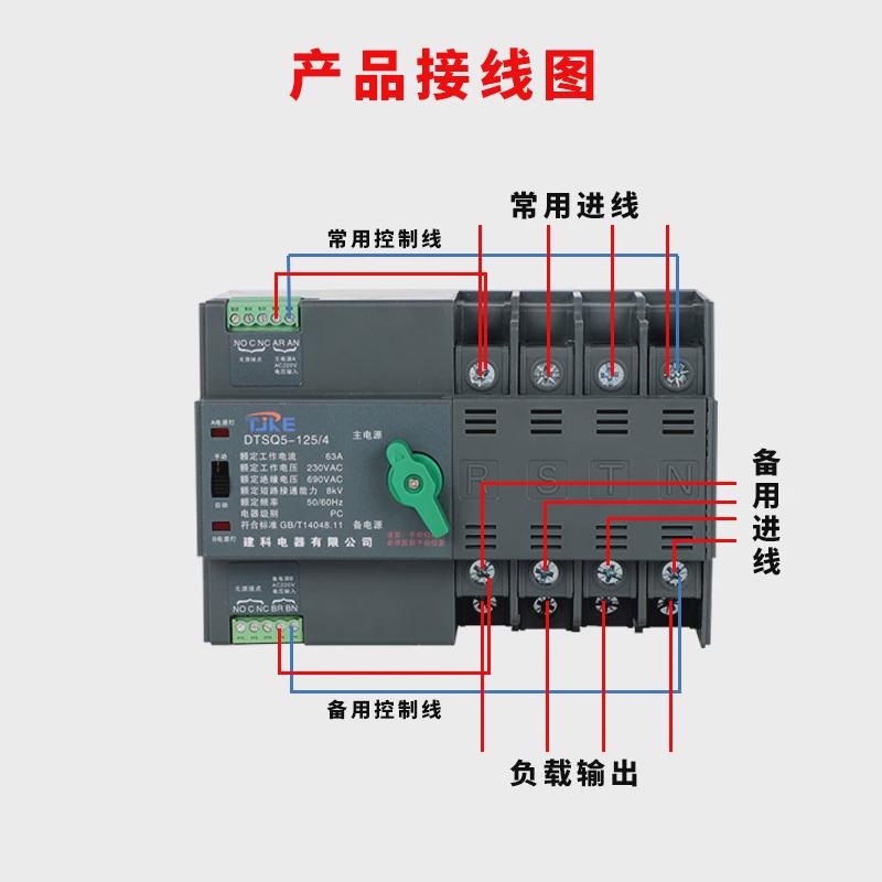 建科不断电双电源自动转换开关迷你型导轨式安装220V380V3P4P100A
