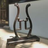 架子阊门刺绣团扇宫扇紫光檀黑檀木扇架底座扇子圆扇老支架复古扇