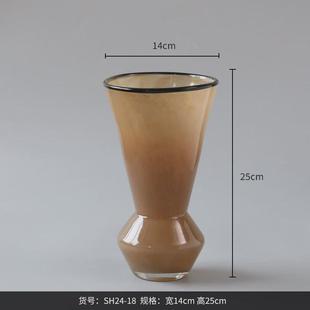 博西家居玻璃花瓶摆件客厅插花复古创意水培器皿精致大口径花器