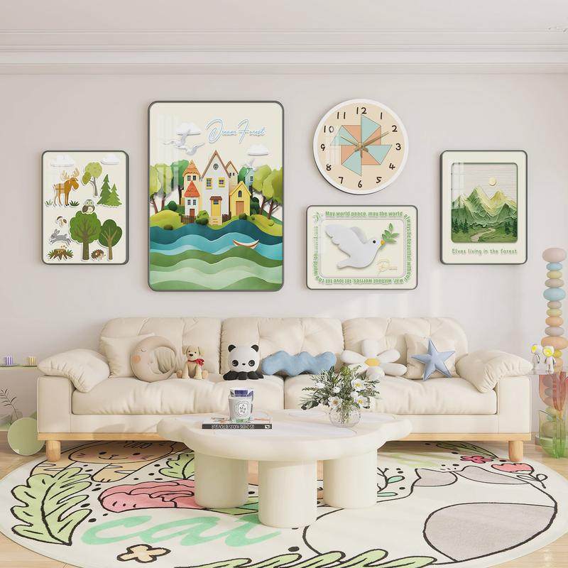 北欧奶油风客厅装饰画多巴胺沙发背景墙挂画田园乡村高级感墙壁画,家居饰品,现代装饰画,淘宝优惠券,粉丝福利购,淘宝优惠卷