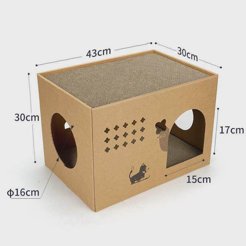 双层猫咪纸箱屋瓦楞纸猫窝猫抓板窝耐磨不掉屑一体猫房子磨爪大号,宠物/宠物食品及用品,猫抓板,淘宝优惠券,粉丝福利购,淘宝优惠卷