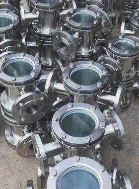 304不锈钢钢化高硼硅玻璃透四通水流hgs07视盅视镜指示器管道视镜