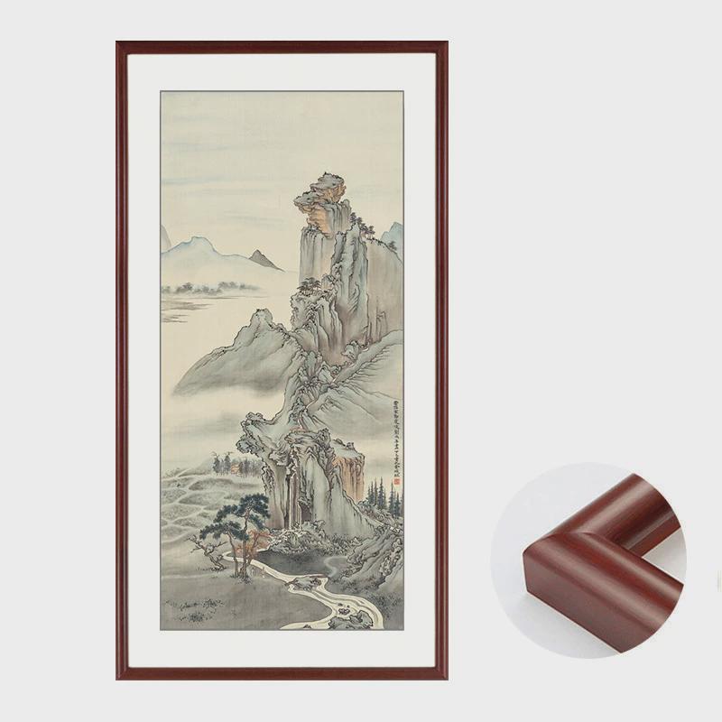 新中式装饰画客厅沙发背景玄关走廊餐厅书房壁画竖幅山水国画挂画
