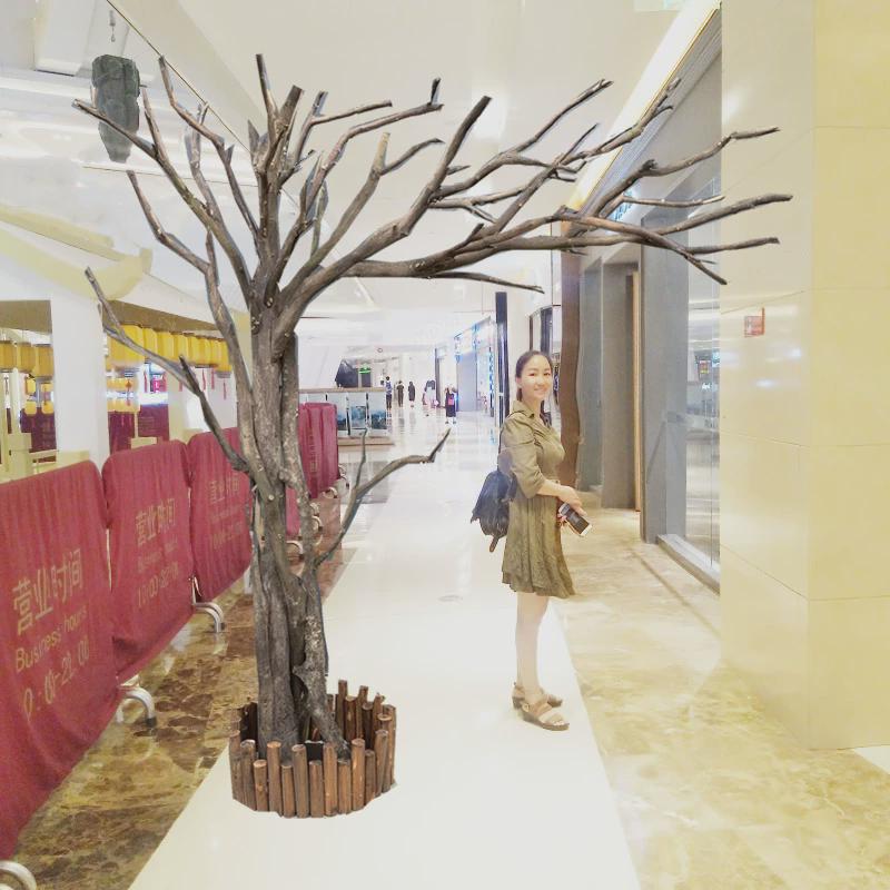 仿真树干假树造型树实木干树枝杈枯树橱窗去皮原木色大型装饰枝干