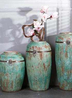 热销3三件套装花瓶配铜环铜家居装饰品仿古欧式陶瓷器盖子花卉摆