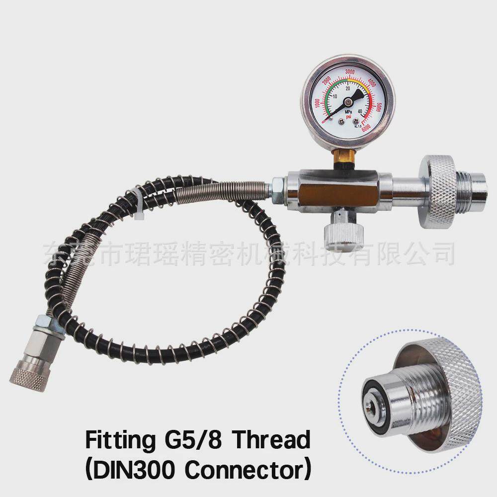 跨境潜水g5/8螺纹充气具接充气接头,过气,头带50cm气管,大转小