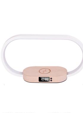 跨境原木台灯小夜灯10w手机充电触摸调光室内学习护眼照明无线充