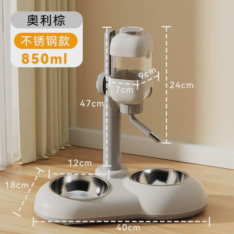 立式狗狗滚珠自动饮水器宠物可调节喂食宠物不锈钢防打翻双碗猫碗