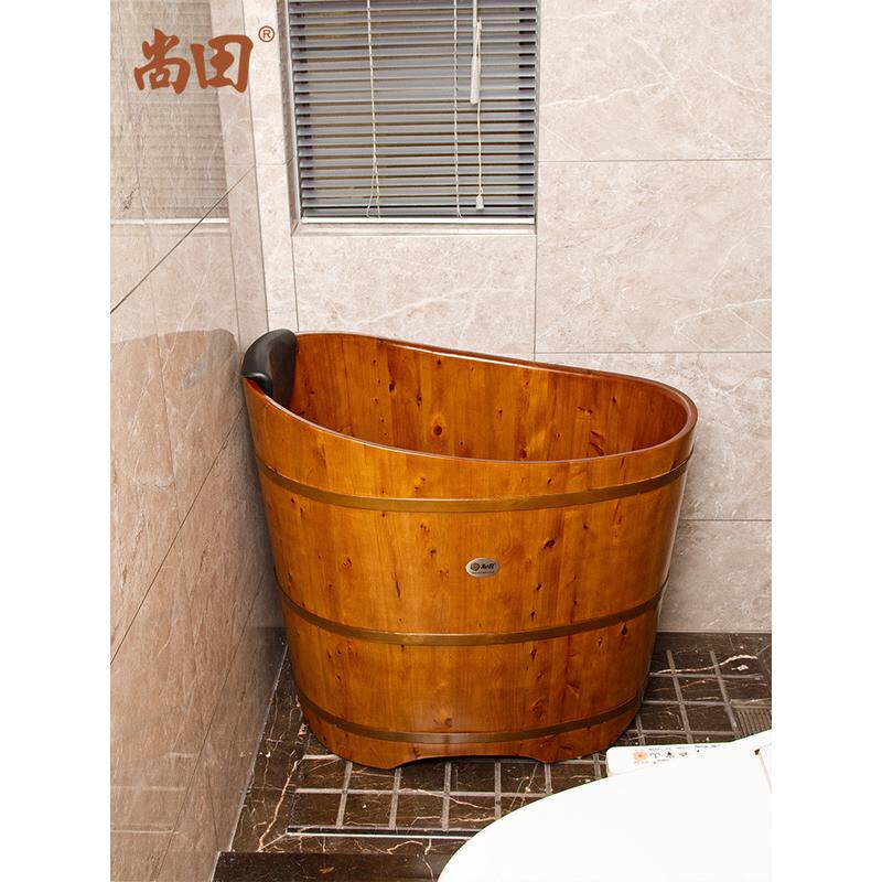 A6L泡澡木桶浴桶实木浴缸小户型成人木质洗澡盆家用蛋圆形沐浴桶