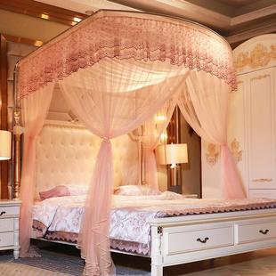 9wor伸缩蚊帐加密三开门家用落地公主风1.8m1.5m2米床支架u型加厚