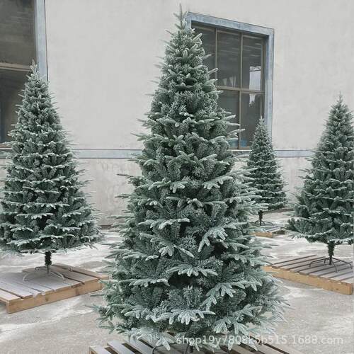 圣诞树加密白色仿真雪树加密pe少雪圣诞树雪花装饰品摆件大型雪景
