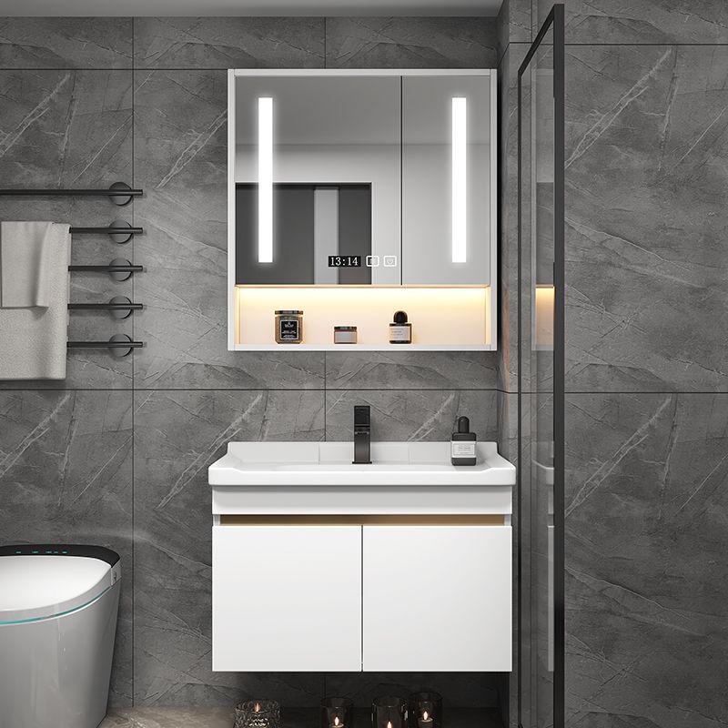 u卫生间浴室柜组合陶瓷一体洗手小户型60cm灰色实木50洗漱台洗脸