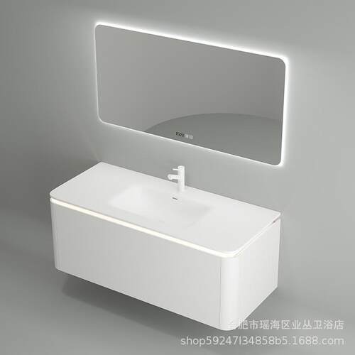 定制现代简约可丽耐一体盆智能浴室柜组合卫生间洗手洗脸洗漱台盆