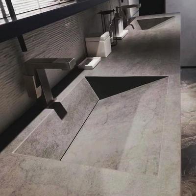 进口岩板一体台盆橡木浴室柜镜柜现代洗脸洗手池洗漱台盆组合套装