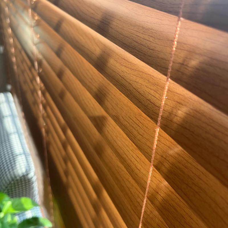 木纹仿百叶遮光免打孔客厅厨房帘中式复古铝木色合金百叶窗帘卷帘,居家布艺,成品窗帘,淘宝优惠券,粉丝福利购,淘宝优惠卷