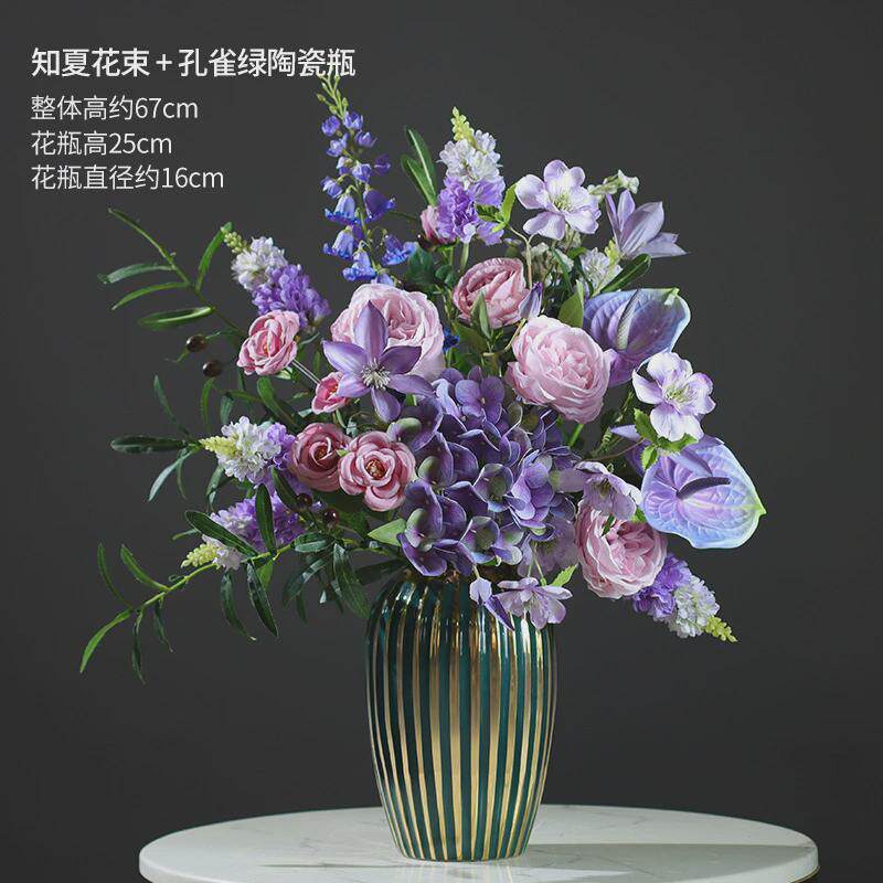 仿生绣球花插花花花干花花束绢花室内客厅摆件摆设玫瑰假花艺