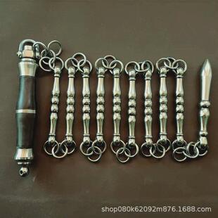 不锈钢九节鞭棱形鞭八棱鞭枣核鞭葫芦鞭表演鞭檀木把麒麟鞭11节鞭