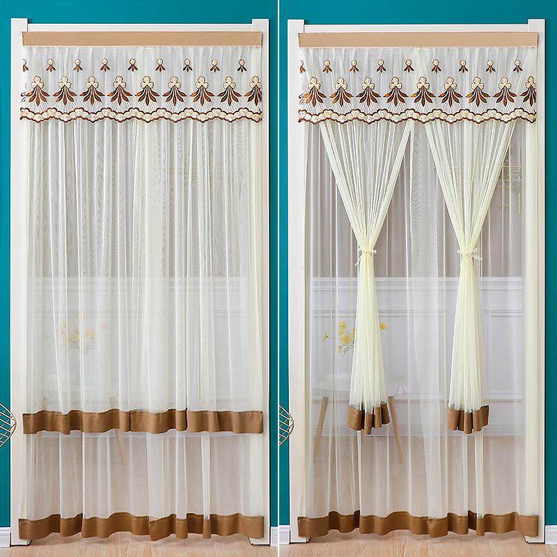 双层门帘蕾丝防蚊纱帘卧室房间隔断帘夏天新款免打孔纱窗遮挡帘子,居家布艺,窗纱,淘宝优惠券,粉丝福利购,淘宝优惠卷