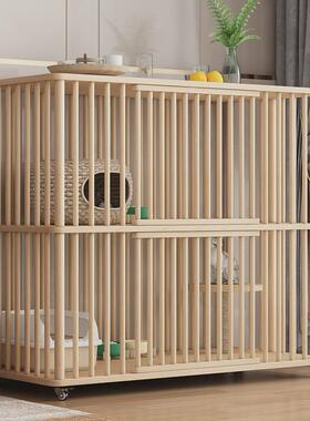 双层实木猫笼超大空间室内猫别墅可移动猫柜猫笼猫舍猫房繁育猫窝