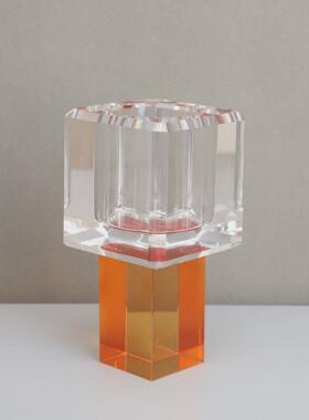 现代轻奢水晶蓝色电视柜花器摆件小花瓶样板间客厅茶几家居装饰品