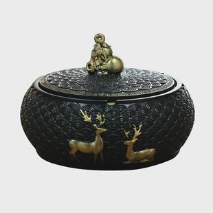 烟灰缸带盖防飞灰防烟味大容量带内胆客厅办公室中式烟灰缸