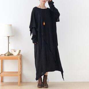 24秋冬季新款文艺宽松大码薄款不规则外穿慵懒风长款棉袍子