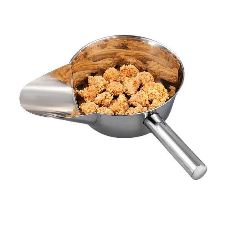 不锈钢鸭嘴勺打包勺鸭嘴盆薯条铲子炸鸡拌料盆裹粉盆鸡柳漏斗大号