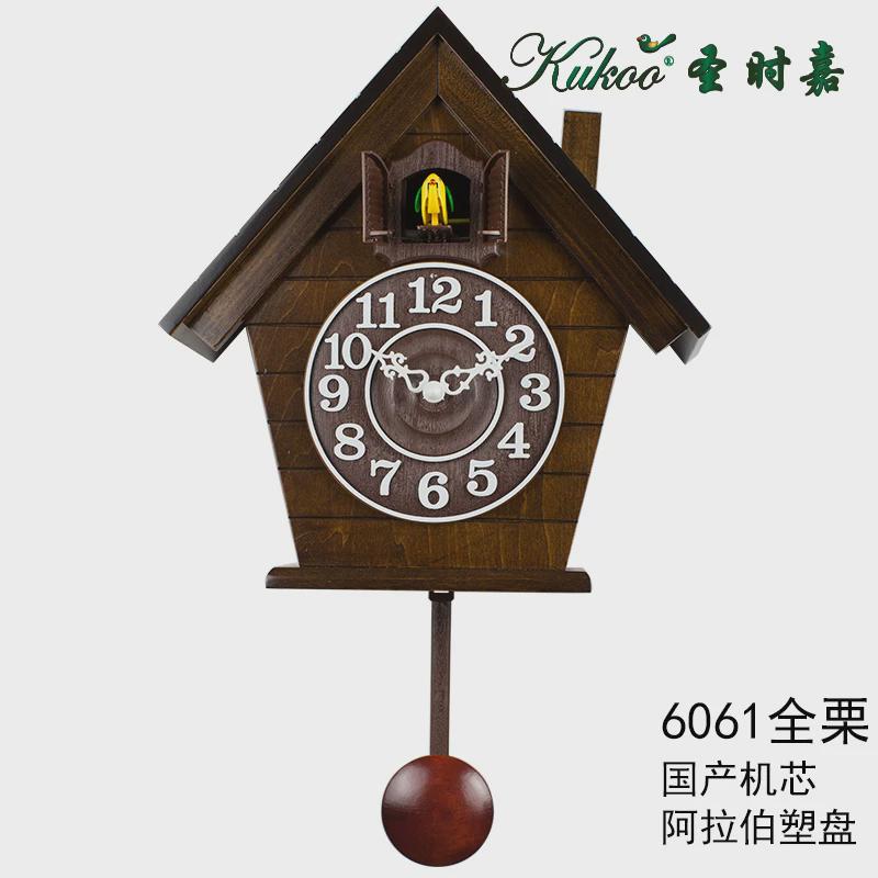 99N欧式简约布谷鸟钟客厅咕咕钟田园地中海座挂钟两用现代鸟报时
