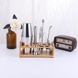 新品不锈钢调酒器波士顿调酒器套装鸡尾酒木架酒具套装