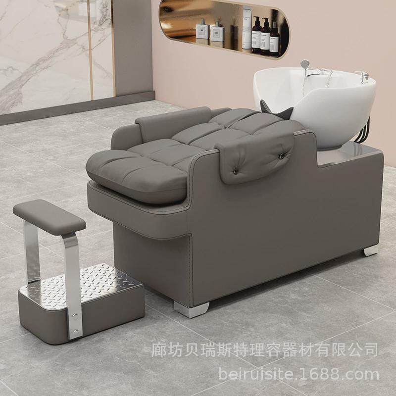 网红潮理发店半躺洗头床高端式美发店发廊专用陶瓷冲水床厂家直销