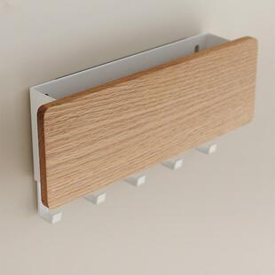 木板钥匙挂钩入户门后玄关口罩雨伞遥控器收纳盒壁挂式水杯置物架