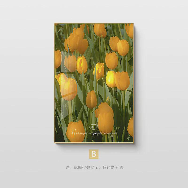 唯美餐厅桌面摆画小清新卧室挂画北欧ins风郁金香单幅客厅装饰画