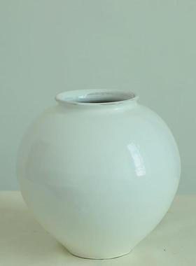 陶瓷花瓶复古禅意白色月亮罐圆肚摆件新中式插花艺民宿装饰花器