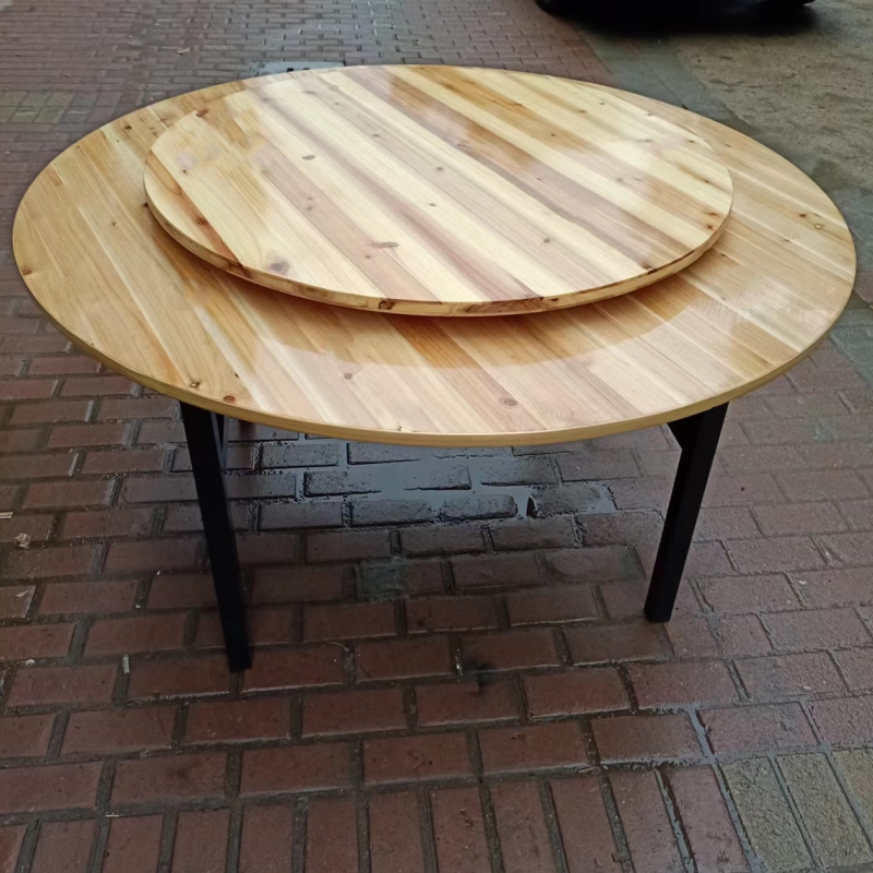 酒店饭店圆形餐桌实木转盘折叠大圆桌家用对折圆桌面木质转盘其他
