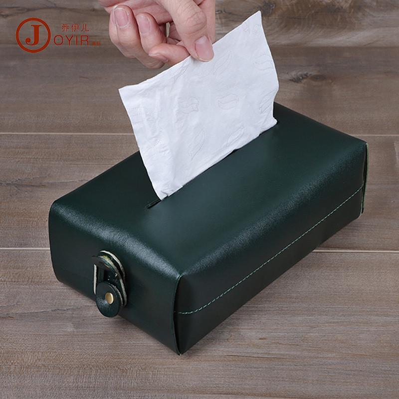 真皮电视机纸巾盒桌面家居纸巾收纳盒创意简约文艺复古抽纸盒