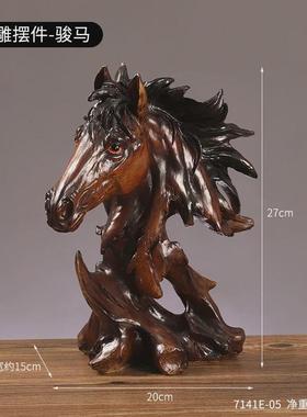 美式仿工艺品狮子动物树脂摆件家居玄关客厅书房办公室老鹰根雕