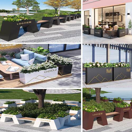 不锈钢花箱户外园林绿化铁艺花池组合售楼部商业街市政酒店花槽