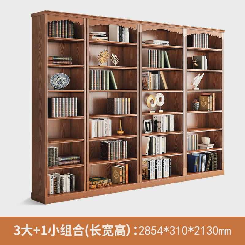 实木书架置物架落地多层家用客厅美式书柜现代简约卧室展示柜书橱