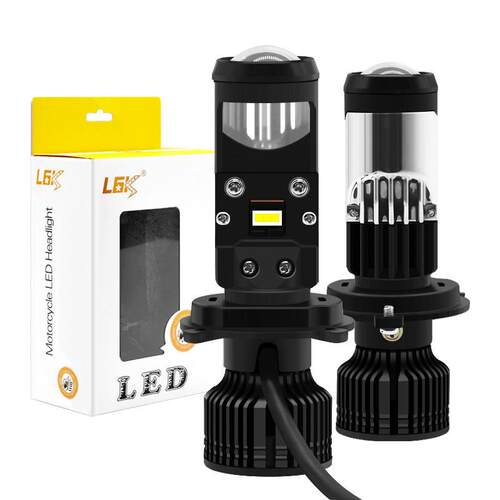 汽车摩托车远近光LED透镜大灯电动车改装大灯H4/H7uy125前照灯